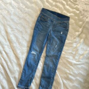 Skinny fashion jeans ripped for girls 7 years old blue